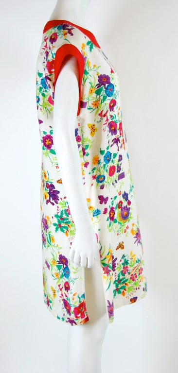 Women's 1970's Gucci Floral Linen Tunic Dress