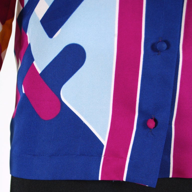 1970's Lanvin Geometric Printed Blouse 3