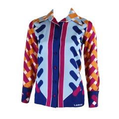 1970's Lanvin Geometric Printed Blouse