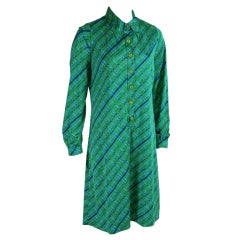 1960's Ken Scott Green Plaid Dress
