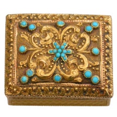 19th Century French Gold & Turquoise Vinaigrette