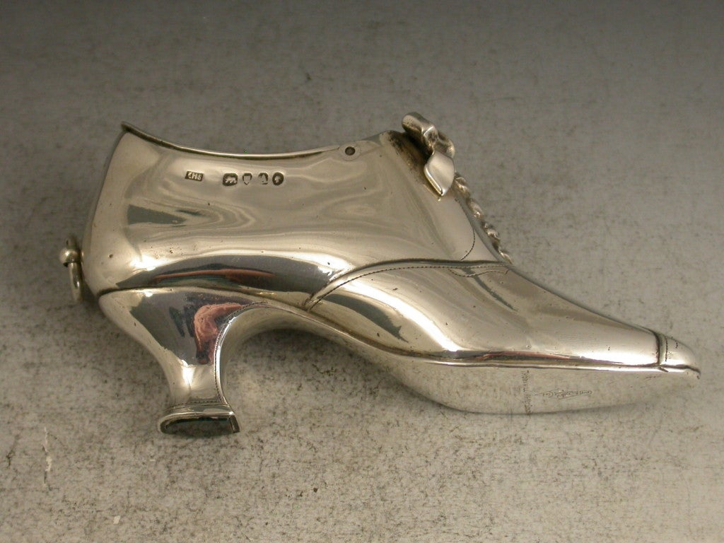 Novelty Silver Registered Design Shoe Bonbonniere & Seal