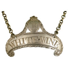 George III Silver Wine Label 'White Wine'