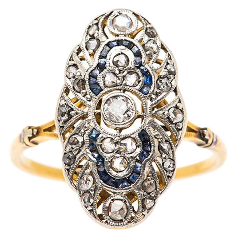 Diamond & Sapphire Edwardian Engagement Ring