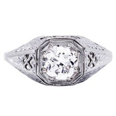 Diamond White Gold Art Deco Engagement Ring
