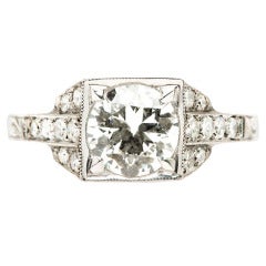 1.06 Carat Diamond Platinum Art Deco Engagement Ring