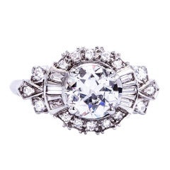 1.41 Carat Diamond Platinum Art Deco Engagement Ring 1.41 Carat Diamond Platinum Art Deco Engagement Ring