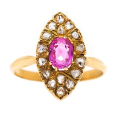 Victorian Ruby Diamond Gold Engagement Ring