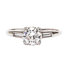 1.00 Carat Diamond Platinum Art Deco Engagement Ring