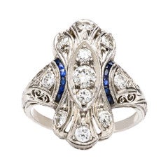 Diamond & Sapphire Platinum Edwardian Engagement Ring