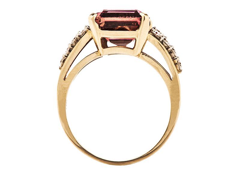 Women's 1980s Pink Tourmaline & Diamond Ring For Sale
