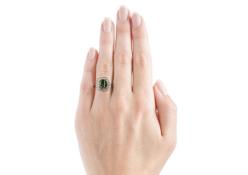 White Gold Green Tourmaline Ring