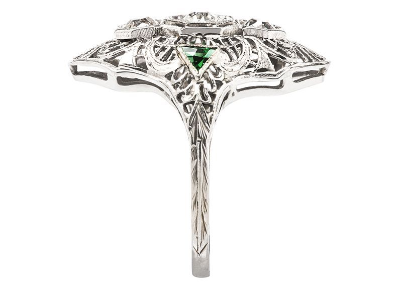 Women's Diamond Gold Edwardian Navette Engagement Ring
