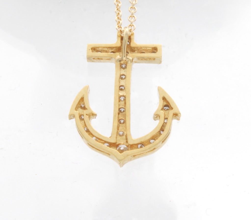 Diamond and Gold Anchor Pendant