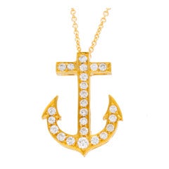 Diamond and Gold Anchor Pendant