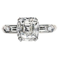 Antique Asscher Cut Diamond Platinum Art Deco Engagement Ring
