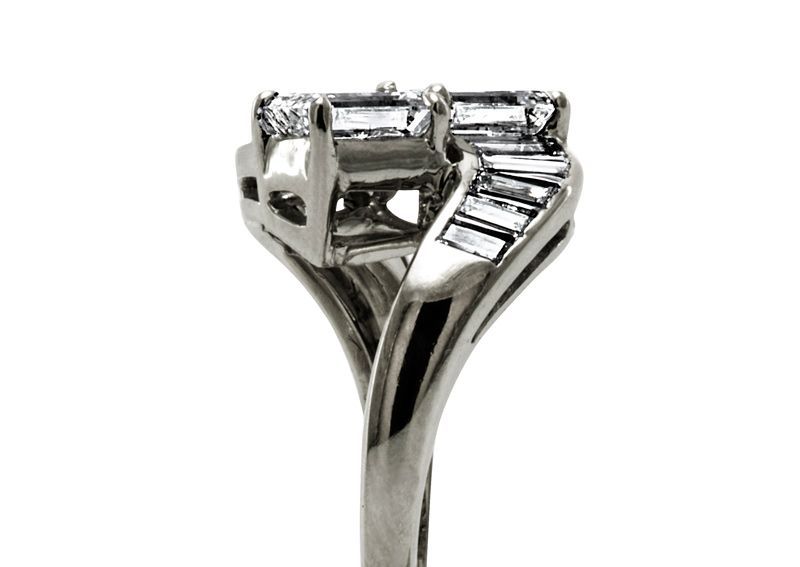 Women's Diamond Platinum Art Deco Bypass Engagement Ring