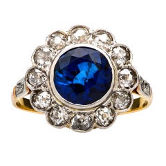 Ceylon Sapphire Diamond Victorian Engagement Ring