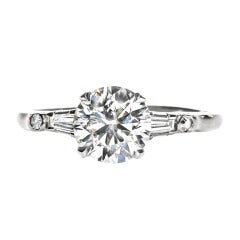 Antique Diamond Platinum Single Stone Engagement Ring