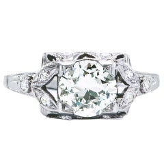 Stunning Platinum Art Deco Ring set with a 1.46 carat Diamond