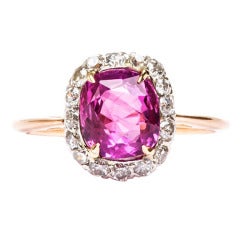 Vintage Natural Unheated Pink Sapphire Edwardian Engagement Ring