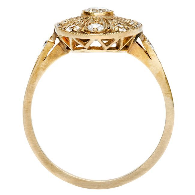 Edwardian Trumpet & Horn Diamond Gold Engagement Ring For Sale