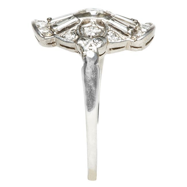 Women's Diamond Platinum Art Deco Engagement Ring For Sale