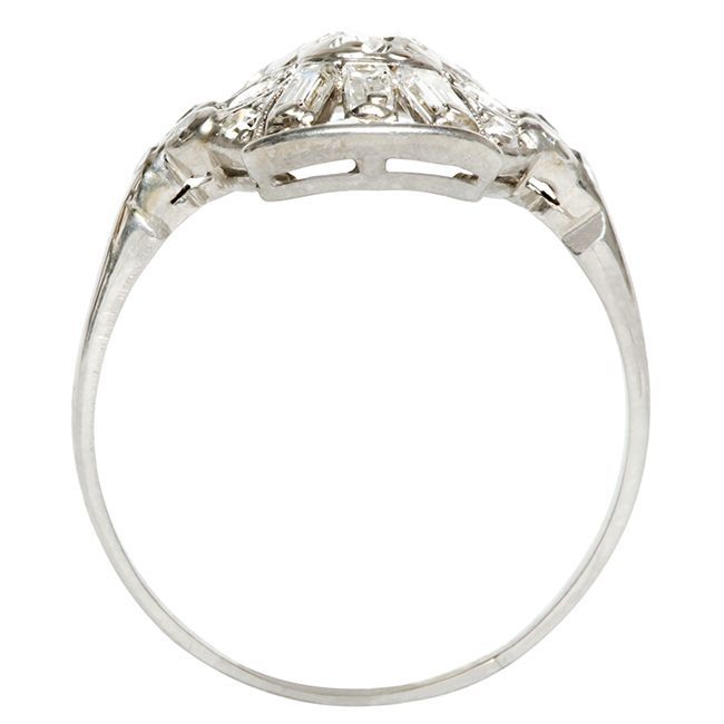 Diamond Platinum Art Deco Engagement Ring For Sale 1