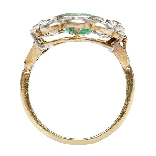 Stunning Edwardian Emerald Diamond Engagement Ring For Sale 1