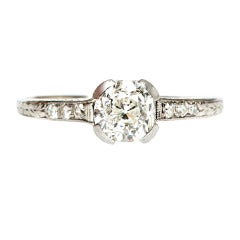 Vintage Diamond Platinum Edwardian Engagement Ring