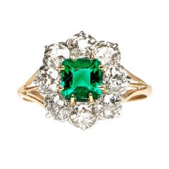 Emerald Diamond Victorian Engagement Ring