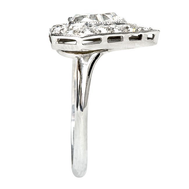 Women's Stunning Triangular Diamond Platinum Art Deco Engagement Ring