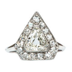 Stunning Triangular Diamond Platinum Art Deco Engagement Ring