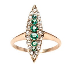 Diamond and Emerald Victorian Engagement Ring