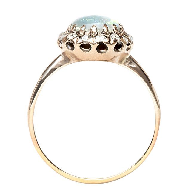 Women's Opal Diamond Victorian Engagement Ring