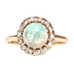 Opal Diamond Victorian Engagement Ring