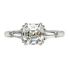 2.05 Carat Asscher Cut Diamond Platinum Engagement Ring