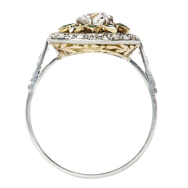 Women's Diamod & Emerald Edwardian Engagement Ring