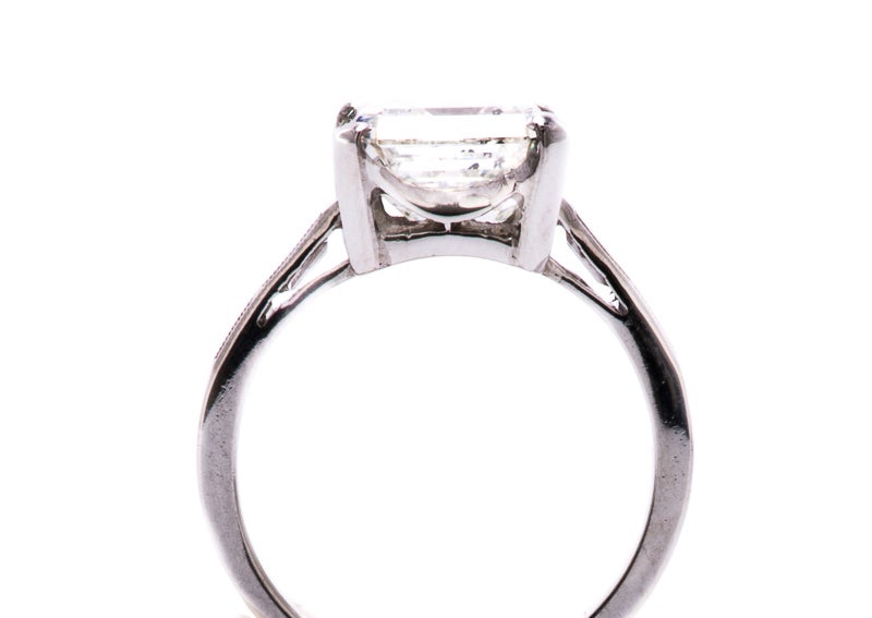 Women's 4.40 Carat Diamond Platinum Art Deco Engagement Ring