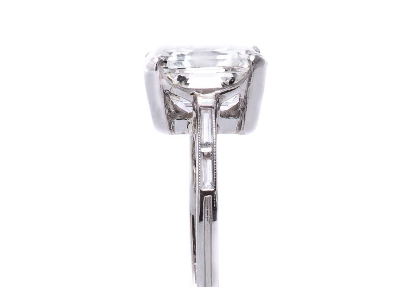 4.40 Carat Diamond Platinum Art Deco Engagement Ring 1