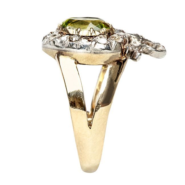 Women's Peridot Diamond Victorian Engagement Ring