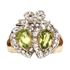 Peridot Diamond Victorian Engagement Ring