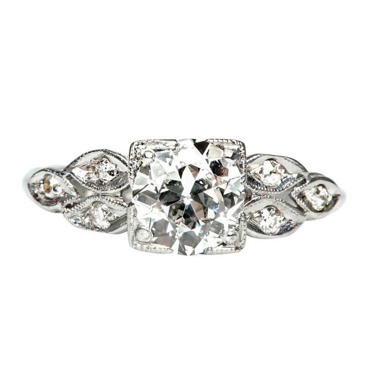 .83 Carat Platinum Art Deco Engagement Ring