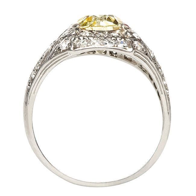 1.77 Carat Natural Fancy Yellow Diamond Art Deco Engagement Ring 1