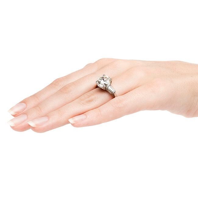 4.41 Carat Diamond Platinum 1950s Engagement Ring Set 1