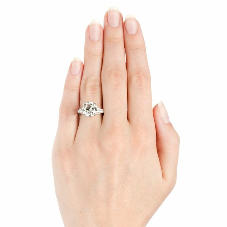 4.41 Carat Diamond Platinum 1950s Engagement Ring Set 2