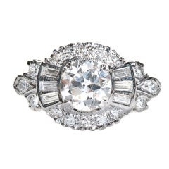 .92 Carat Diamond Gold Art Deco Engagement Ring