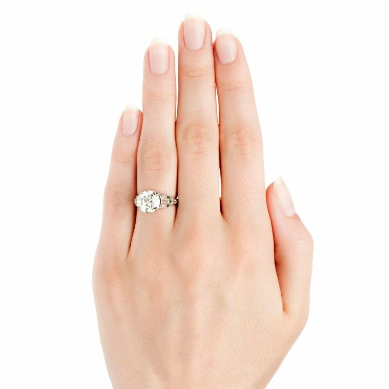 2.85 Carat Diamond Platinum Art Deco Engagement Ring In Excellent Condition In Los Angeles, CA