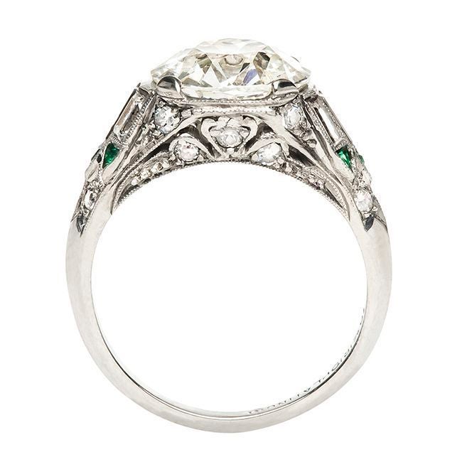 Women's 2.85 Carat Diamond Platinum Art Deco Engagement Ring