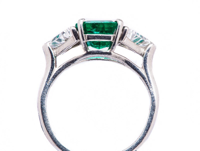 Women's Oscar Heyman Emerald & Diamond Platinum Ring